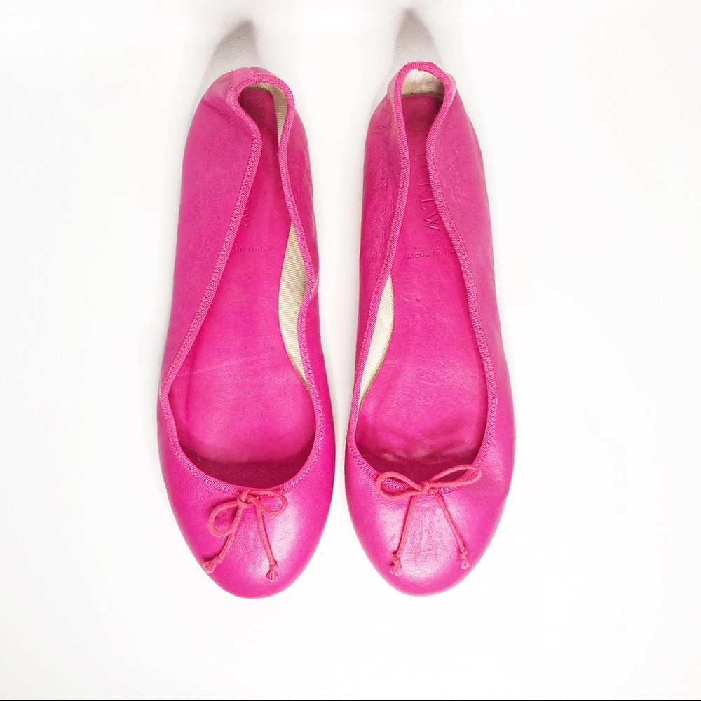 J.crew▫️ pink leather ballerina flats